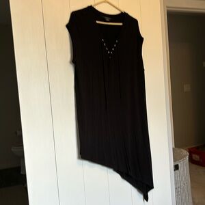 Sleeveless lace-up asymmetrical long top